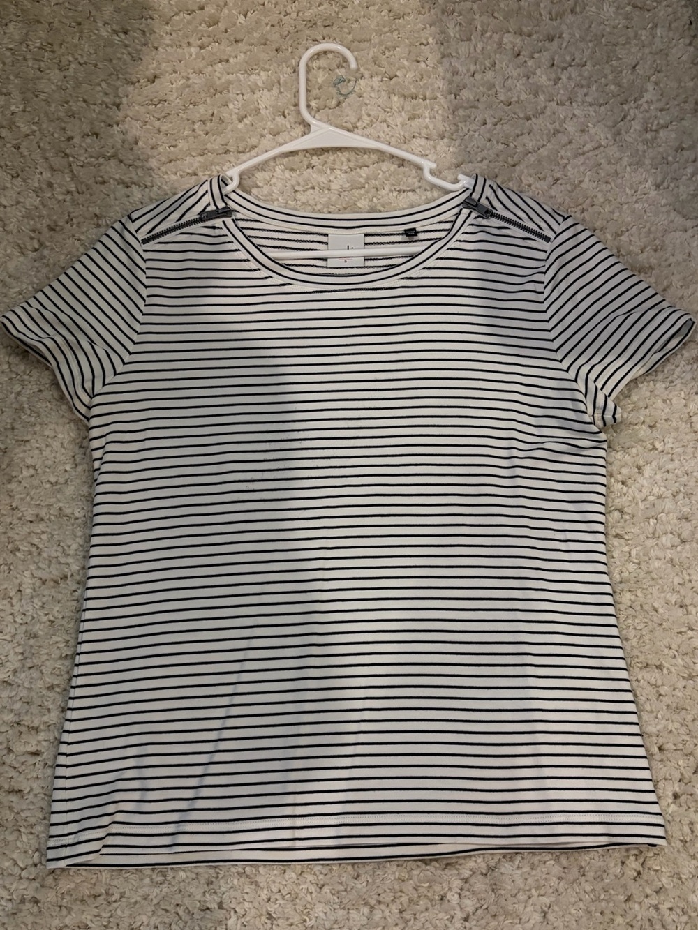 CAbi Short Sleeve Striped Tee - White & Black